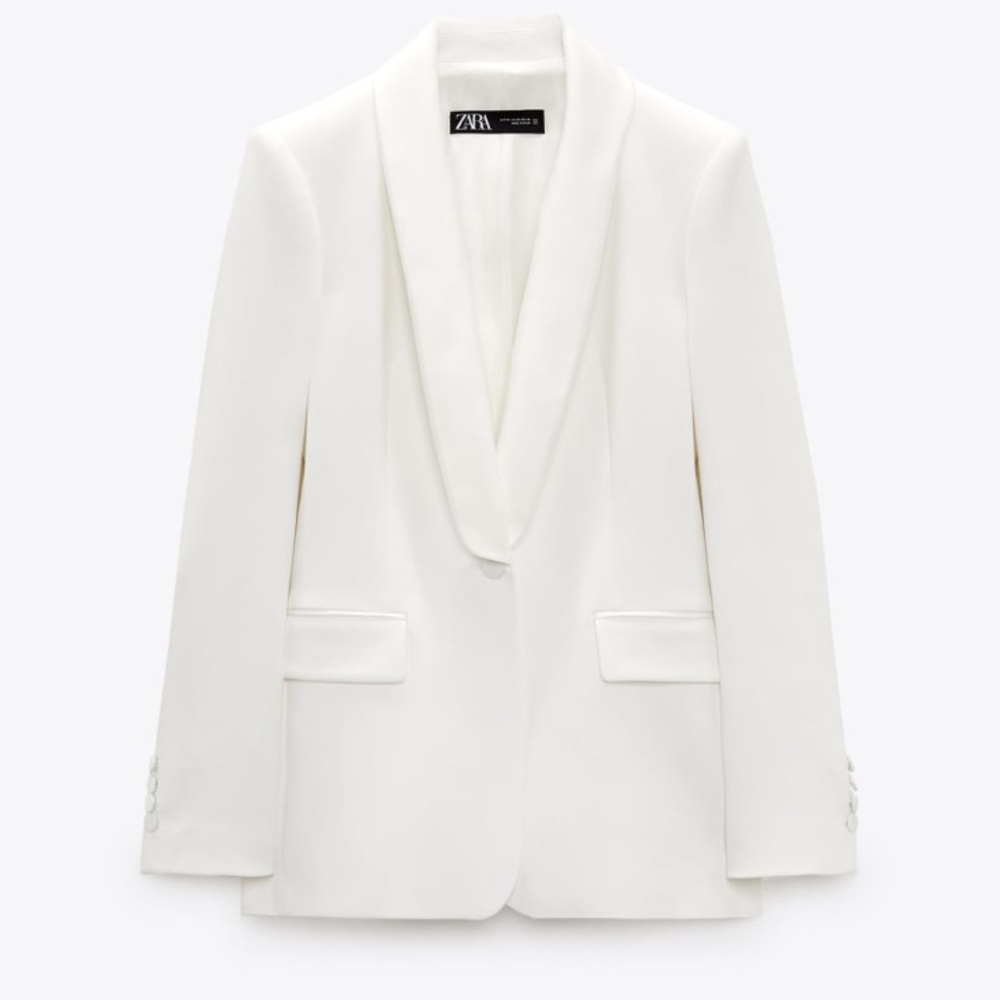 Zara Off-White Shawl Lapel Blazer